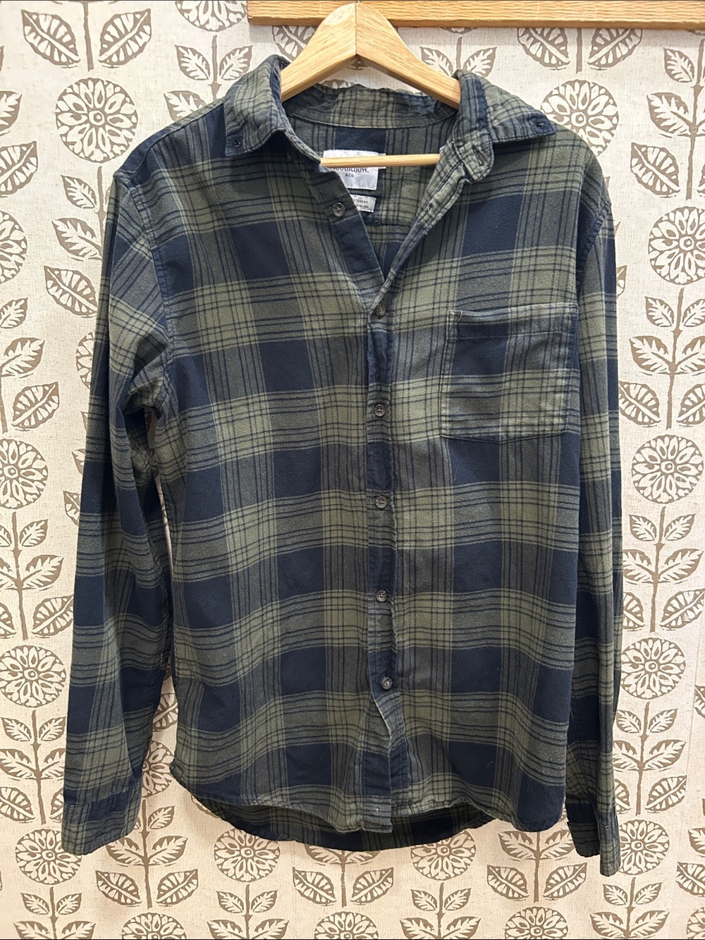 Goodfellow & Co Olive and Navy Plaid Button-Down Shirt